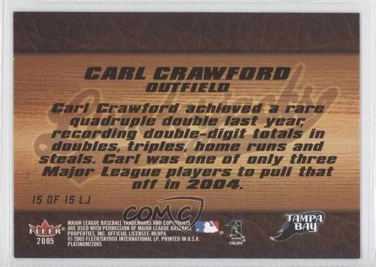 2005 Fleer Platinum Lumberjacks Carl Crawford #15LJ - Image 2 of 2