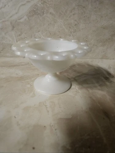 VTG Anchor Hocking Old Colony Open Lace Milk Glass Pedestal Bowl Compote