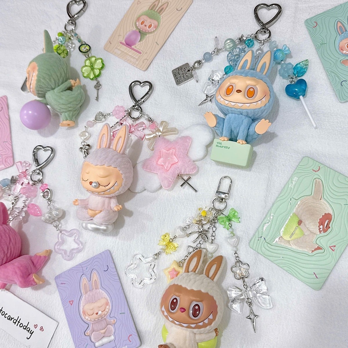 POP MART LABUBU THE MONSTERS LAZY YOGA SERIES CUSTOMIZED KEYRING