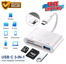 USB C 3 in 1 Hub Converter Type-C Adapter SD Card Reader For MacBook Pro Laptop