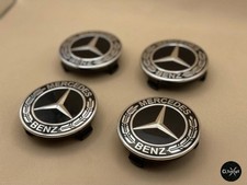 4 X Nabendeckel Nabenkappen Schwarz f&uuml;r Mercedes Benz 75 mm