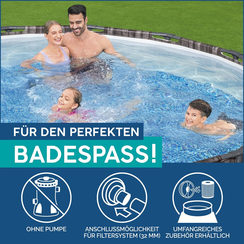 Aufstellpool Ersatzpool ohne Zubehör Stahlrahmen rund Braun Ø 427 x 107 cm - Bild 4 von 4