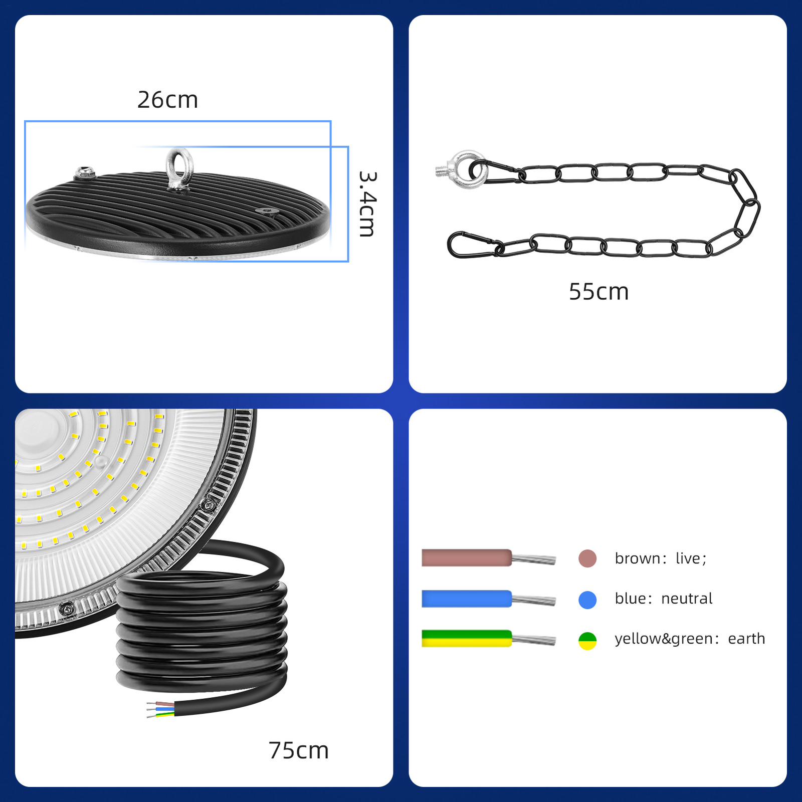 40 Pack 200W UFO Led High Bay Lights Commercial Warehouse Factory Light Fixture