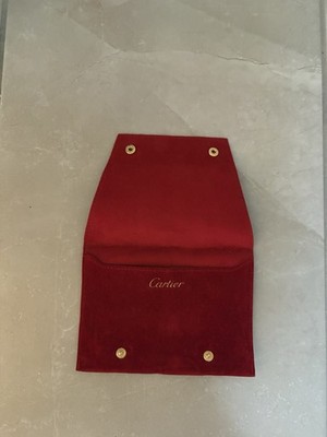 Cartier Red Velvet Jewelry Pouch Case Authentic Luxury Storage