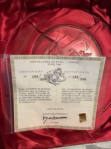 Cristalleries de Bayel France Crystal Decorative Plate Orchidée w/ COA Box
