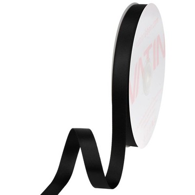 Double Face Black Satin Ribbon 1/2 Inch Continuous 50 Yards Polyester Fabric