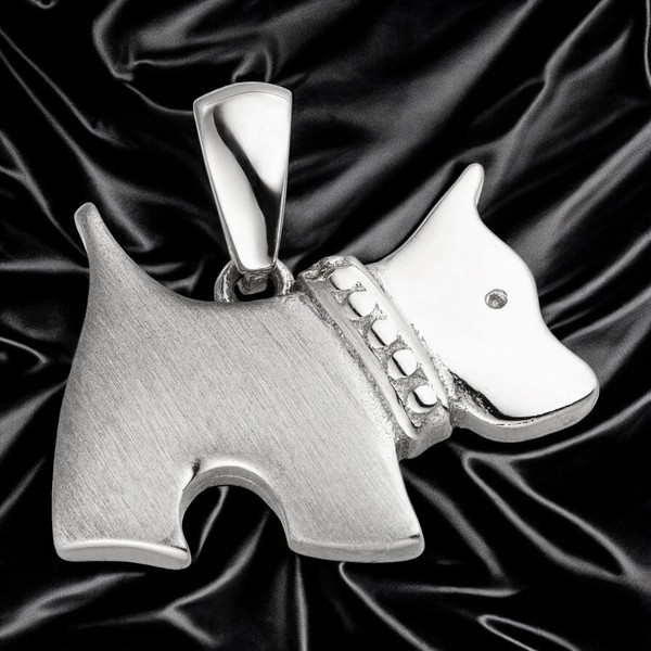 AnhäNger Hund 925 Sterling Silber Mattiert SilberanhäNger-image