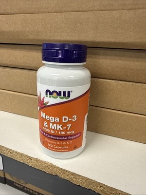 NOW FOODS Mega D-3 & MK-7 120 Veg Capsules
