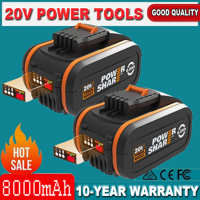 1/2X Für Worx Ersatzakku 20V MAX 8000mAh Akku WA3553 WA3556 WA3551