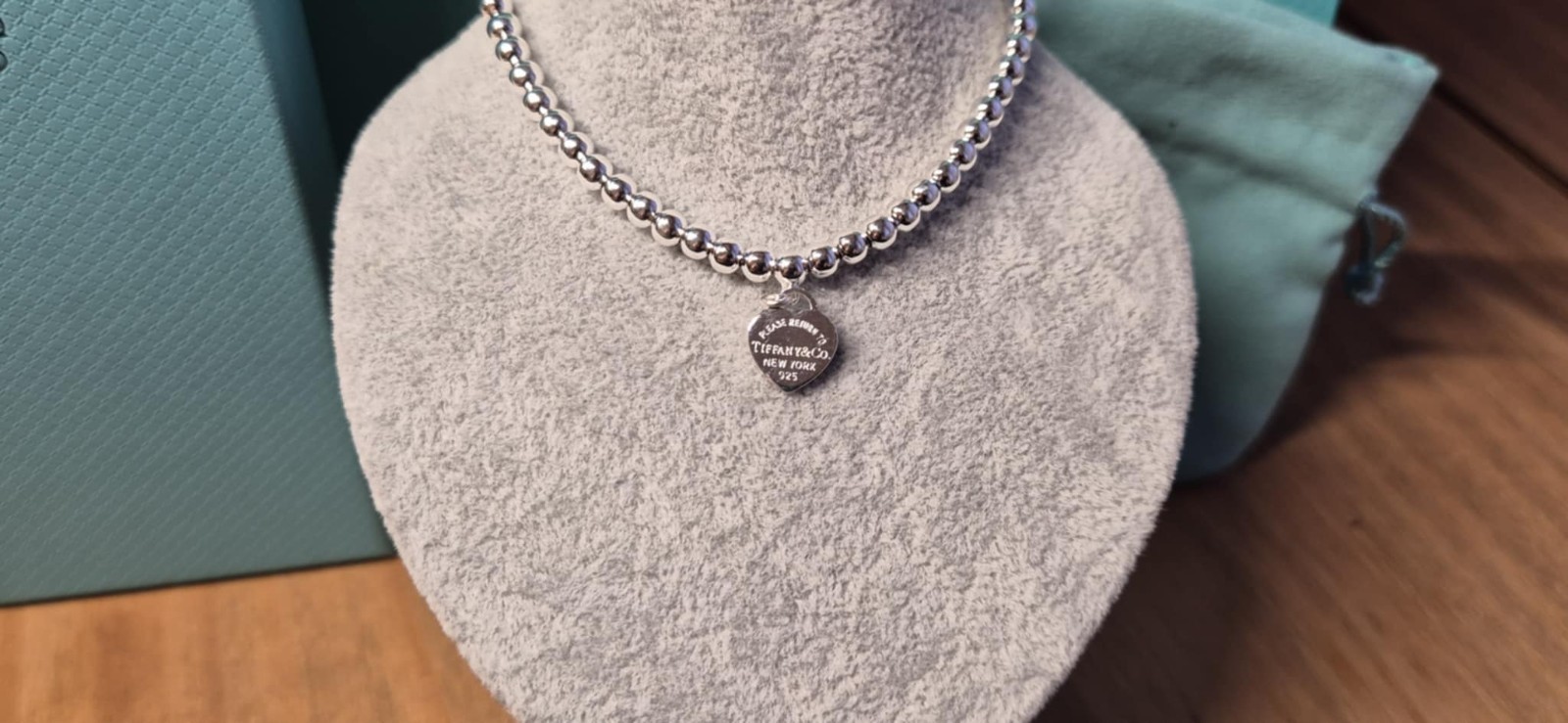 Authentic Style Tiffany Red Heart Tag Bracelet 17cm, Full Packaging