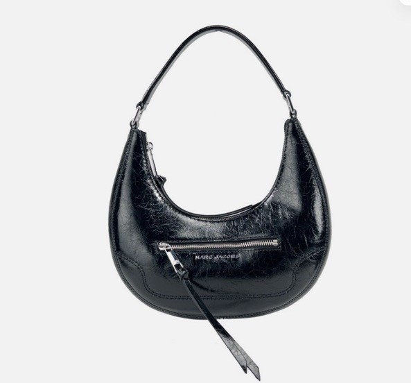 Marc Jacobs Cruiser Small Crescent Crinkle Leather Bag New Black