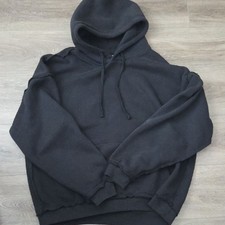 Brooklyn Cloth Men Black Fleece Reverse Seam Hoodie With Kangaroo Pocket Size M