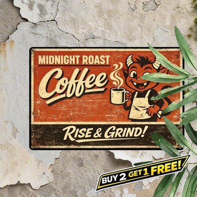 Wake The Hell Up Coffee Bar Aesthetic Metal Sign Vintage Retro Kitchen Decor