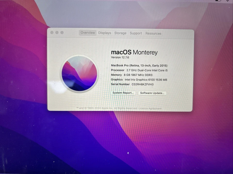 Apple MacBook Pro Retina 13" Early 2015 8GB i5-5257U CPU 2.70GHz 256GB Silver - Image 2 of 4