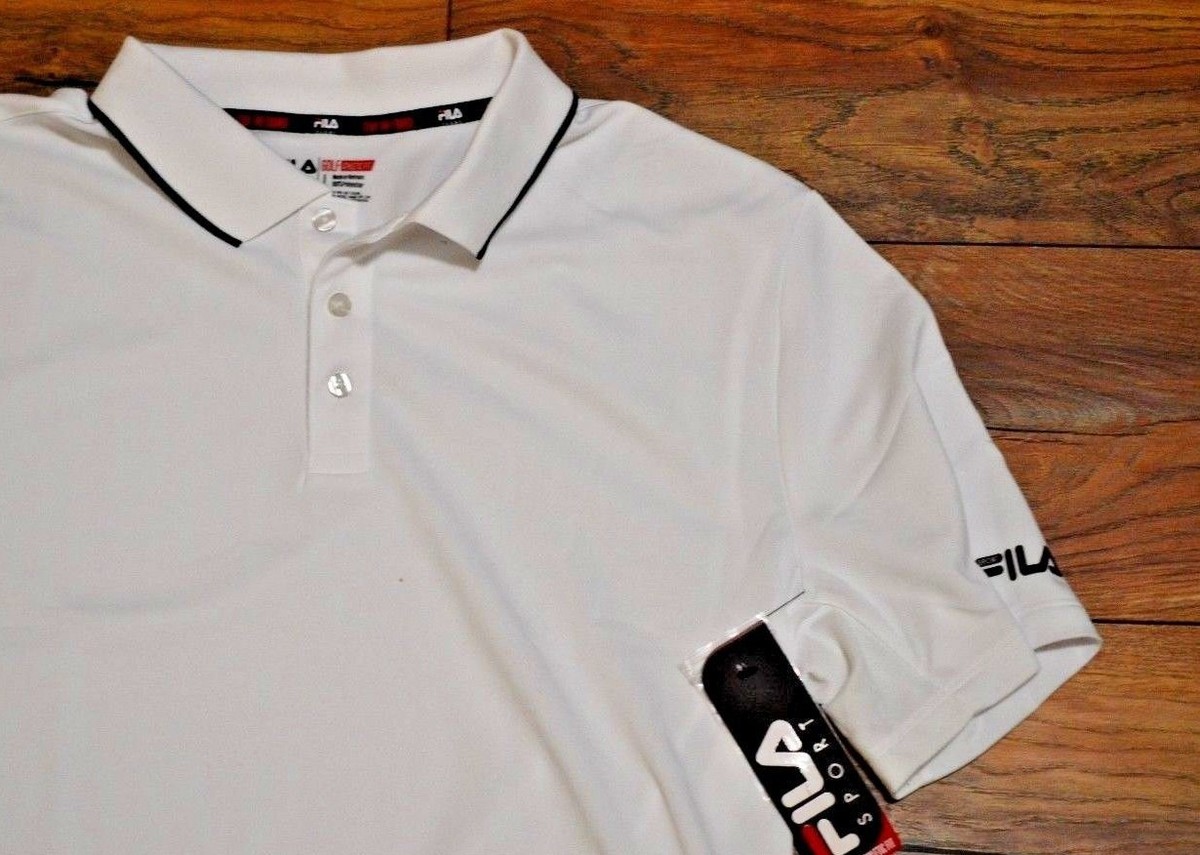 Fila Athletic Fit Performance White Polo Golf Shirt Short Sleeve