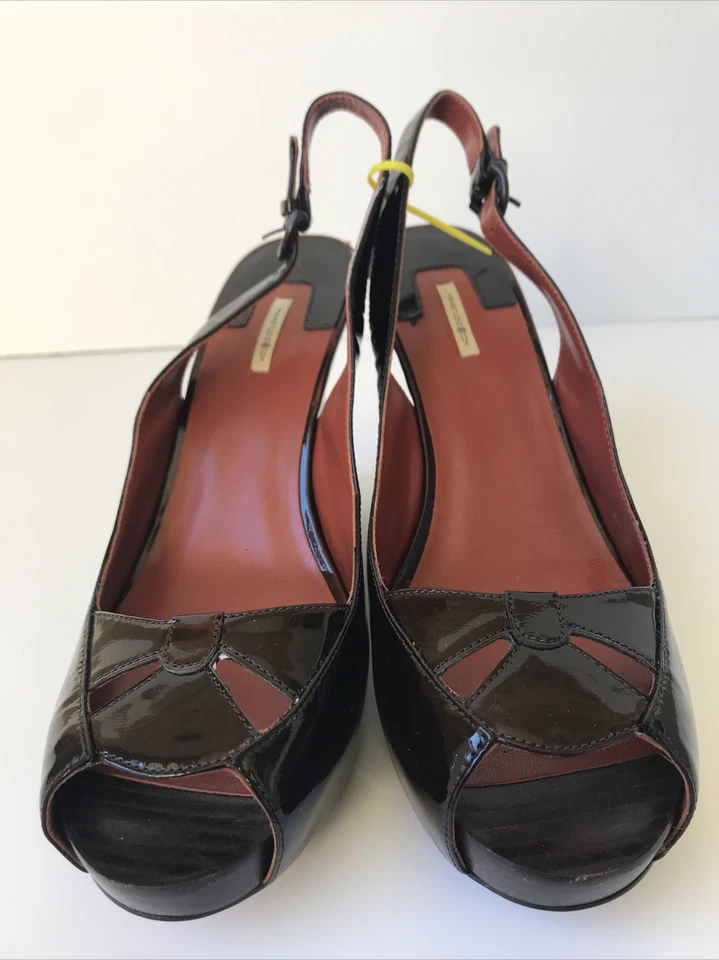 Max Studio Mujer Cleo Slingback Charol Plataforma Tacones de Cuña 7.5M Foto 2 de 4