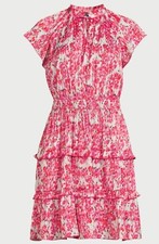 scoop women satin mide ruffle dress with cap sleeves size S(4-6)