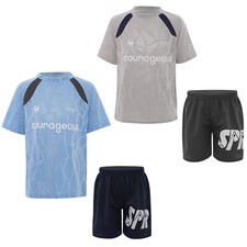 Boys Football Sports Outfits Quick Dry T-shirts Shorts Set Basketball Tracksuits