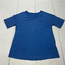 Dark Blue Short Sleeve V Neck Comfortable Basic T Shirt Women's Size Large NEW