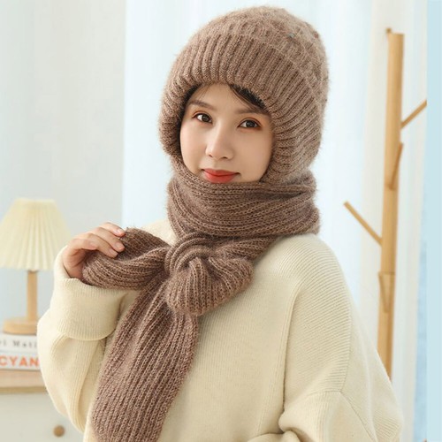 Thicken Plush One-piece Hats Scarf Fleece Lined Knitted Wool Hat DIY Neck Warmer - Bild 17 von 28