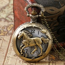 Bronze Horse Hollow Quartz Pocket Watch Birthday Souvenir Gift for Men Women