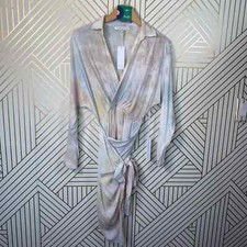 NWT Young Fabulous & Broke Raine White Tie Dye Long Sleeve Wrap Dress Size XS