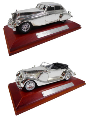 Set 2 Autos 1:43 Lagonda LG6 + PIERCE SILVER Arrow Atlas Silver Diecast SC10