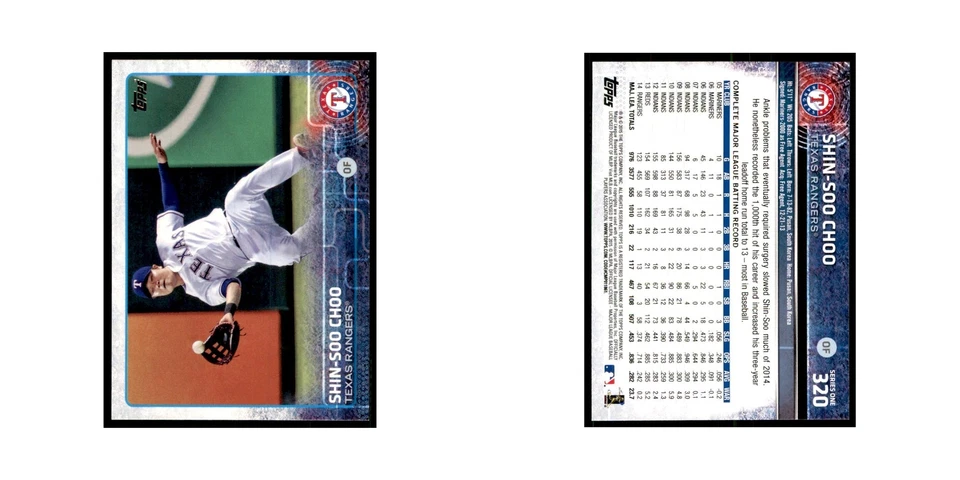Shin-Soo Choo 2015 Topps #320 Baseball Cards Baseball Card NM - Image 3 of 3