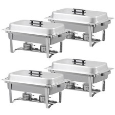 4 Pack 8 QT Stainless Steel Chafer Buffet Chafing Dish Set with Foldable Frame