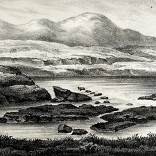 Columbia River Dalls View 2 Oregon Trail 1850 Hand Lithograph Victorian DWAA1B