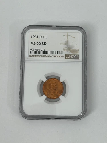 1951-D 1C Lincoln Wheat Cent NGC MS 66 RD.