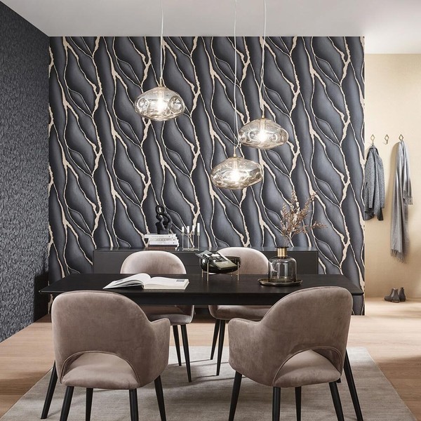 Elle Decoration Vliestapete 3D-Effekt Schwarz Gold Metallic 10345-15 (3,94€/1Qm)-image