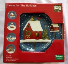 4 Home for the Holidays Plates Oneida Sakura Warren Kimball Christmas
