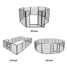 Dog Playpen Outdoor 8/16 Panels Pet Dog Fence Exercise Pen w/Door 24/32/40 Inch 