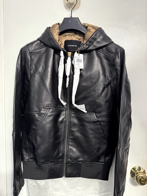 Coach Leather Trainer Jacket Black/Khaki - Mens XS