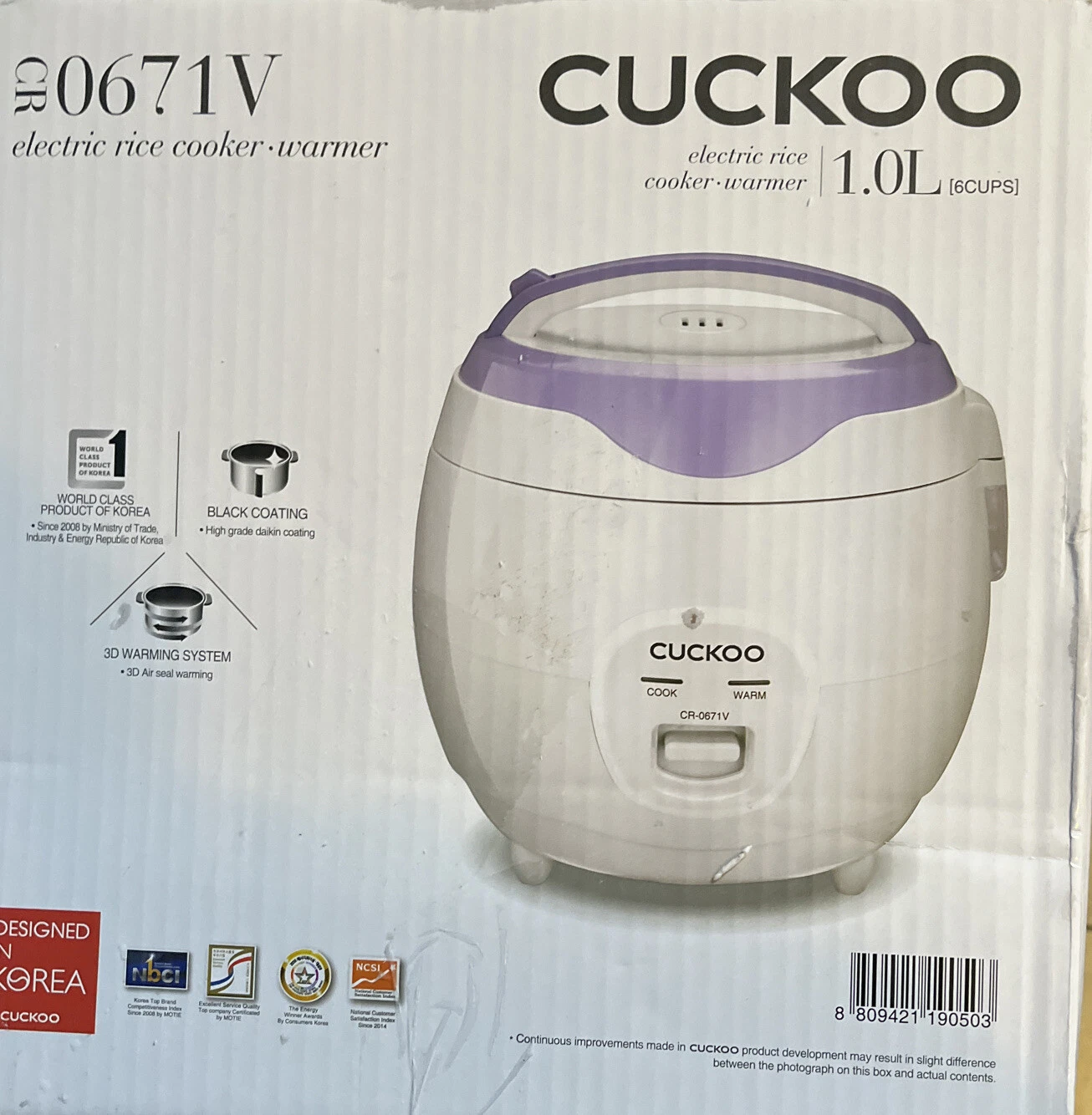 CUCKOO Electric Rice Cooker/ Warmer 1.0L( 6 Cups)