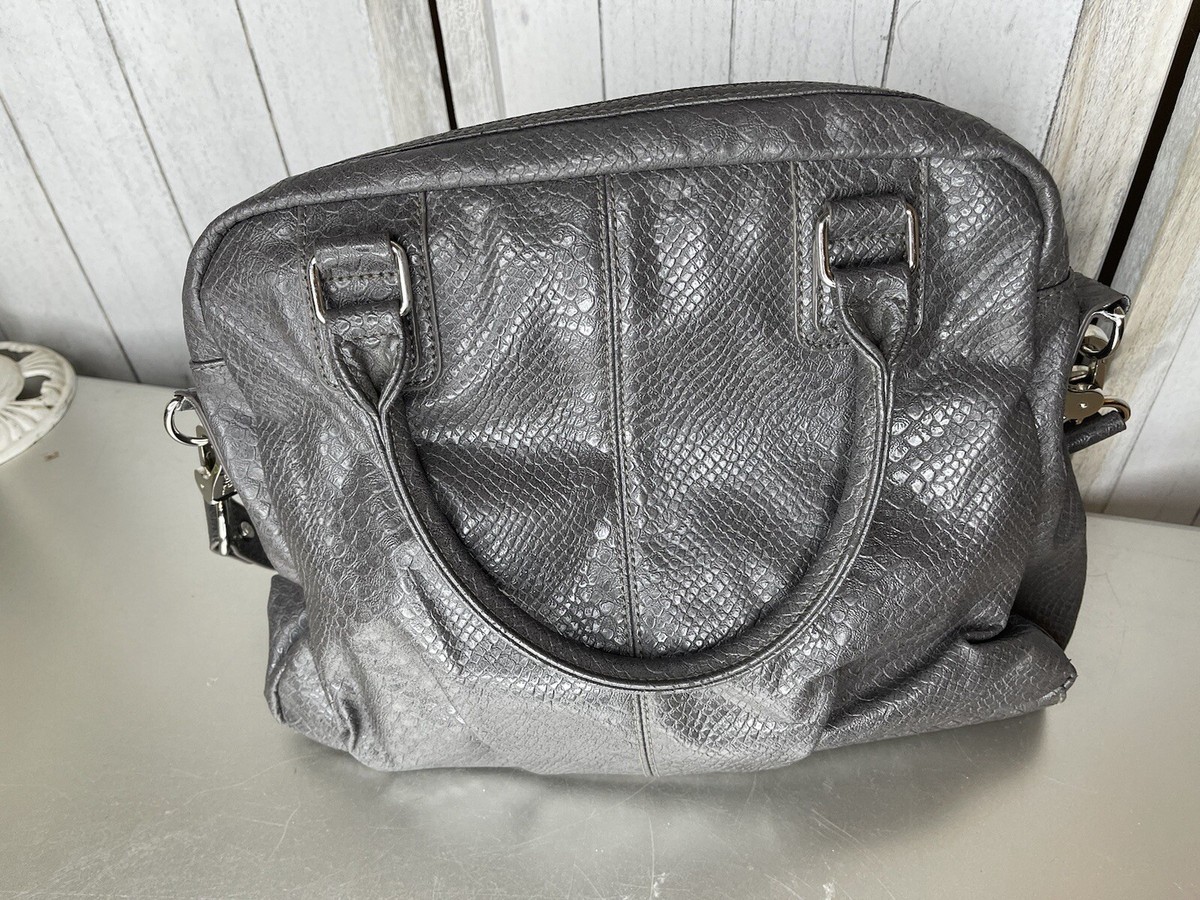 Jewell Thirty-One Large Tote Purse Shoulder Bag Gray Snakeskin
