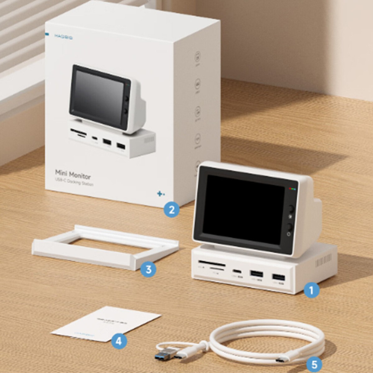 Hagibis Mini Monitor USB-C Docking Station 3.5'' IPS Screen For