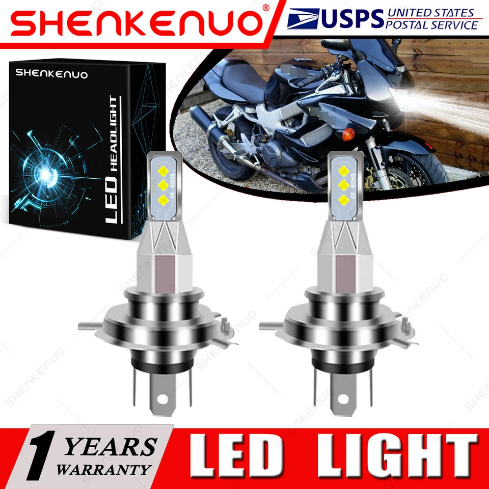 Para Honda Super Hawk 1000 VTR1000F 1998-2005 2X 9003 H4 LED Faro Bombilla Blanco Foto 2 de 4