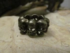 Gorgeous Vintage 925 Sterling Biker, Goth SKULL Band Ring 10.1g,7 size Man Woman