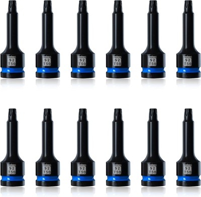 toolant Torx T50 Impact Bit Socket Set 12pcs,1/2'' S2 Steel Air Drive Star Socket