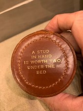 made from1950-60's an english studs leather box with contrasting stitching