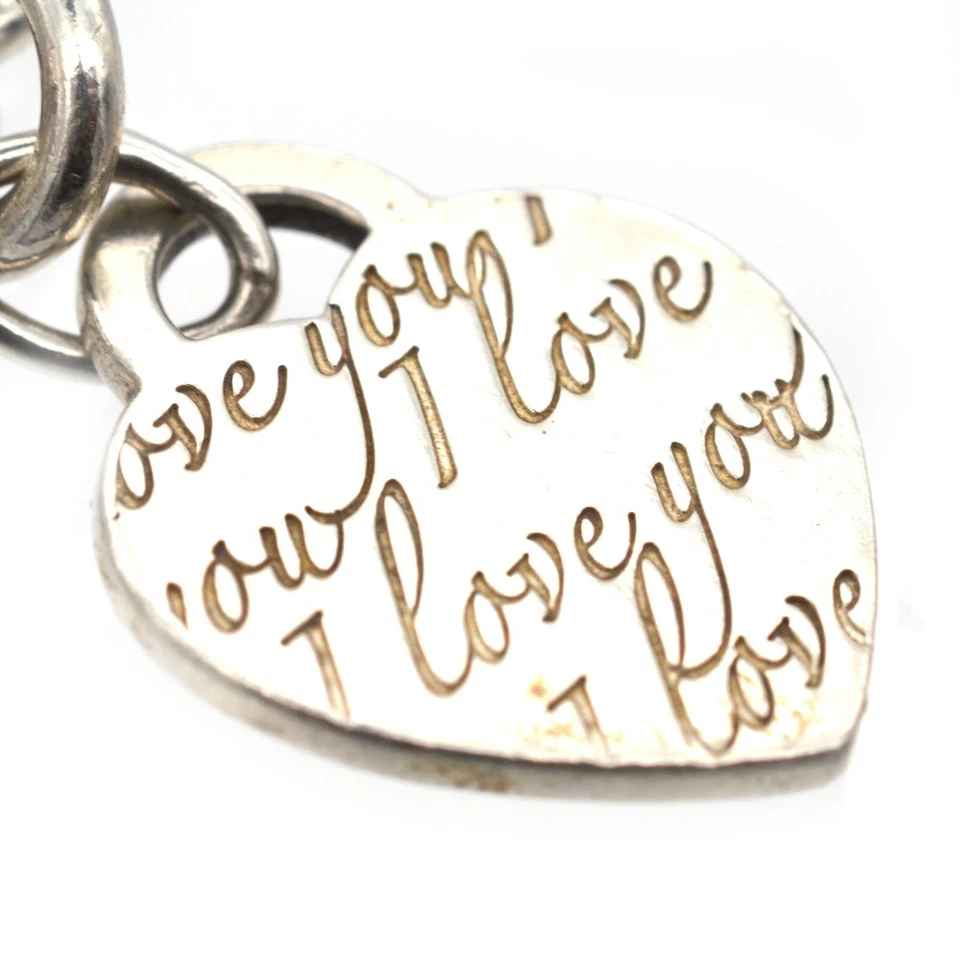 Tiffany and Co 'I Love You' Writing Heart Link Curb Bracelet Hallmarked AG 925 - Image 2 of 4
