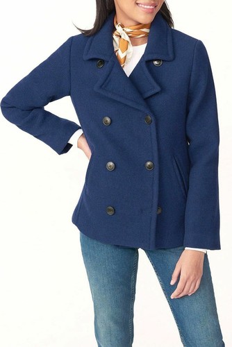 Short Pea Coat Wool Blend Jacket 