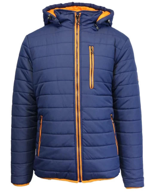 Galaxy by Harvic Men's Contrast Trim Puffer Jacket - PEAK - Medium