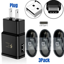 For Samsung s10 s9 Android LG Fast Wall Car Charger 3Pack 4Ft Type-C USB-C Cable