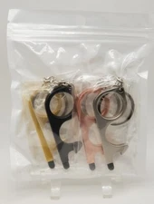 4pk Sanitary No Touch Door Opener Tool & Stylus Keychain Metallic Colors
