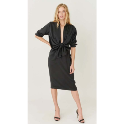 Overlover Revolve Designer Dress Women XS Black Betty Satin Draped $395 NWT  | eBay