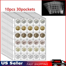 Coin Collecting Pages Standard 10 Sheets 30 Pockets 9Hole Coin Pocket New