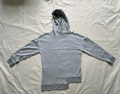Mens Topman Light Grey Asymmetric Hem Hooded Sweatshirt Size